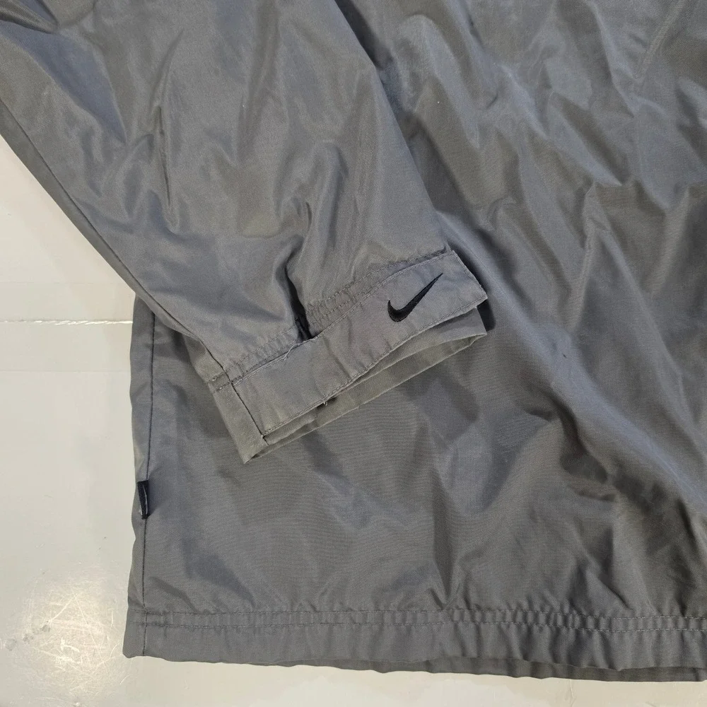 Nike Mens Full Zip Windbreaker Jacket Grey Jersey Lined XL Pocket Logo Vtg 2001